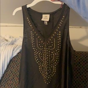 Grey tank top with gold detail